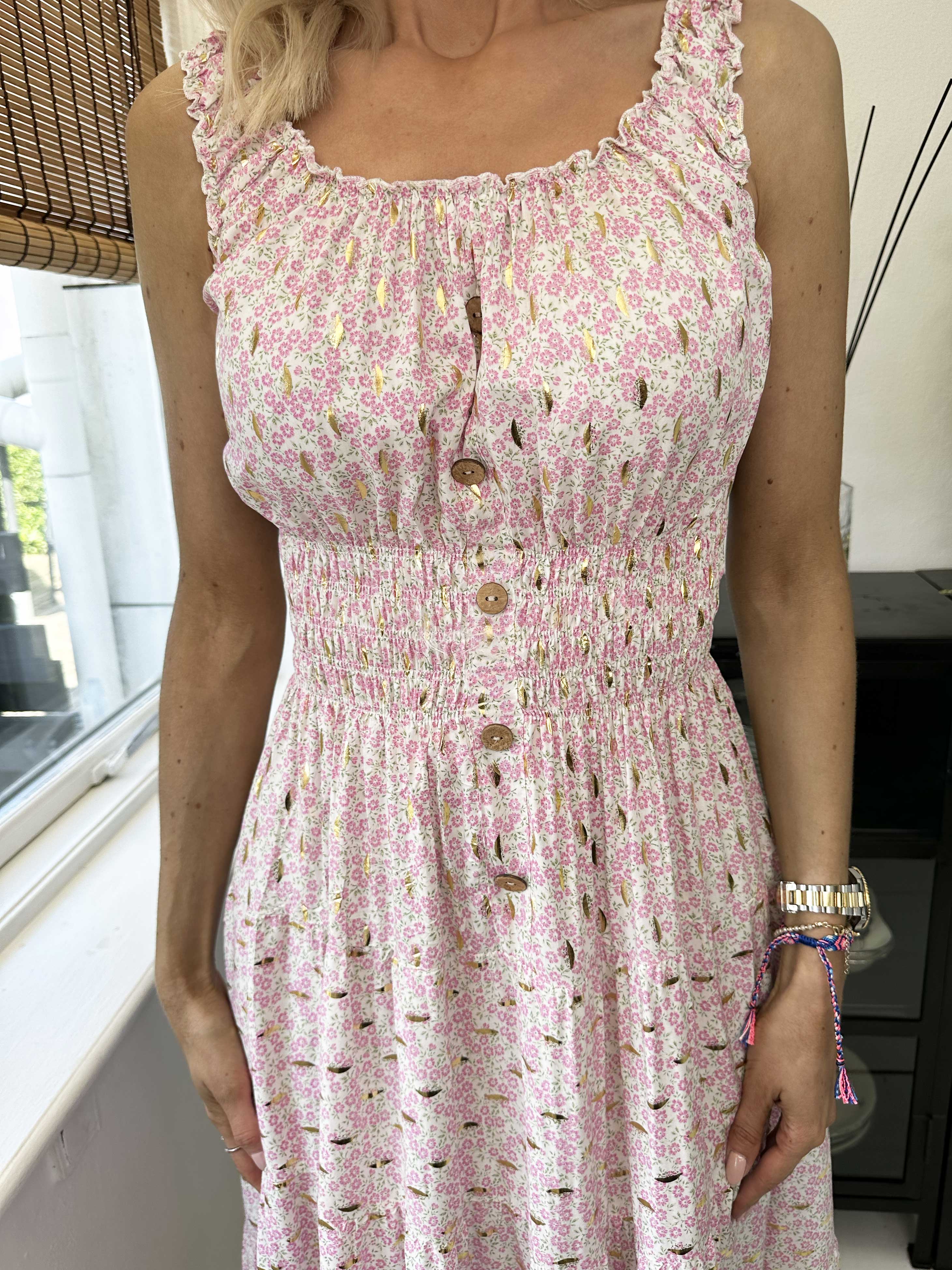 Alicia spring short - Sød blomstret kjole i viscose med smock